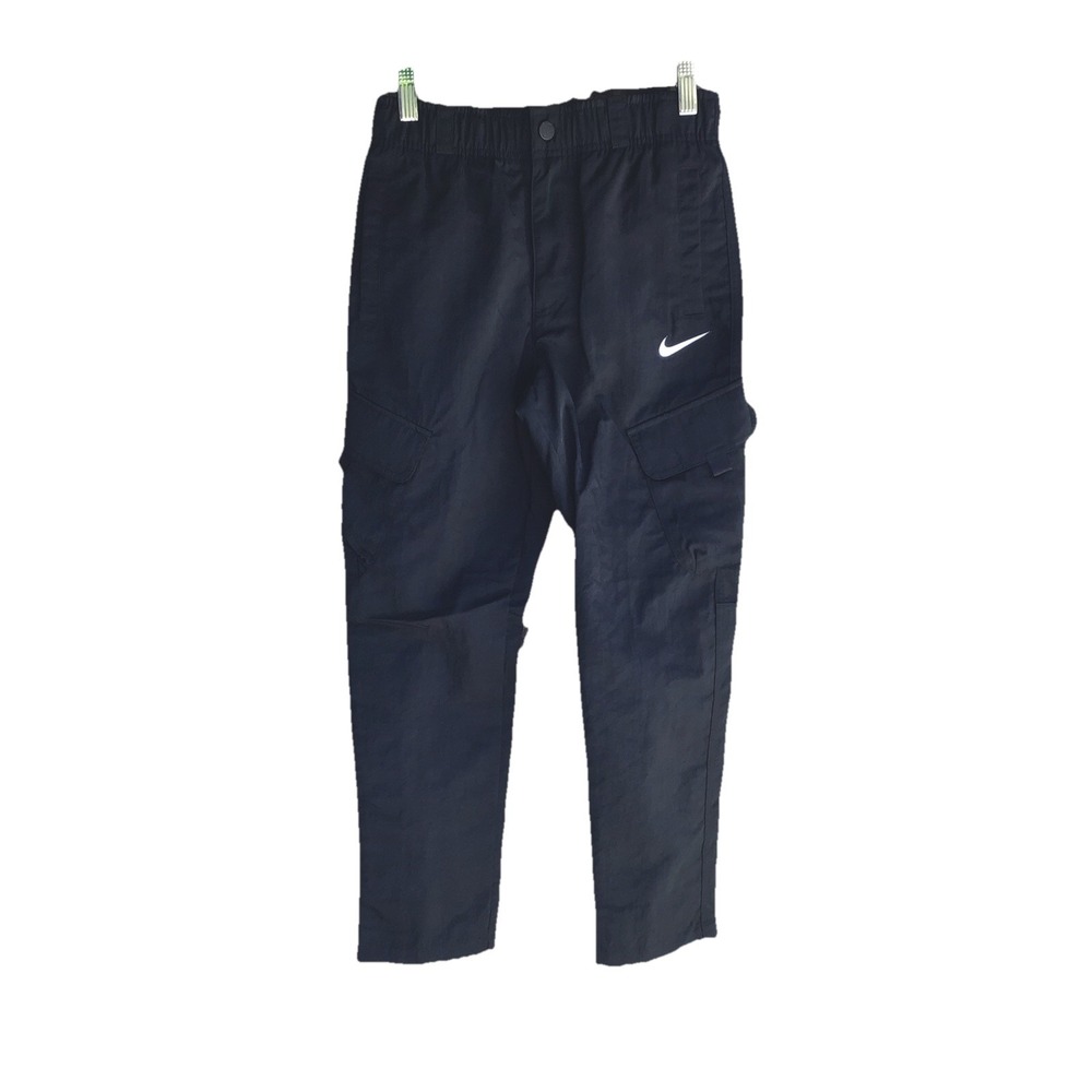 Nike Boys Black Cargo Utility Pants Youth Medium Woven Hiking Tactical Joggers